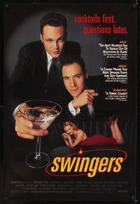 4w659 SWINGERS black 1sh '96 Vince Vaughn & Jon Favreau, cocktails first, questions later!