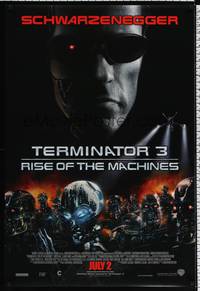 4w668 TERMINATOR 3 advance DS 1sh '03 Arnold Schwarzenegger, creepy image of killer robots!