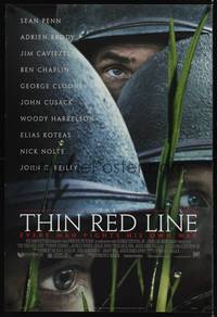 4w671 THIN RED LINE style B DS 1sh '98 Sean Penn, Adrien Brody & George Clooney in WWII
