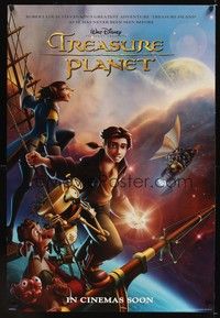 4w689 TREASURE PLANET int'l advance DS 1sh '02 Walt Disney sci-fi cartoon, cool art of flying ships!