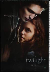 4w693 TWILIGHT teaser DS 1sh '08 c/u of Kristen Stewart & Robert Pattinson, vampires!
