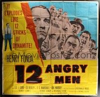 4y050 12 ANGRY MEN 6sh '57 Henry Fonda, Sidney Lumet courtroom classic, explodes like dynamite!