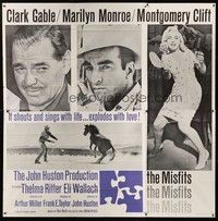 4y052 MISFITS 6sh '61 Clark Gable, Monty Clift, sexy Marilyn Monroe ping pong c/u, John Huston