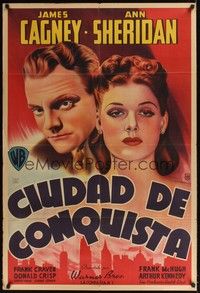4y211 CITY FOR CONQUEST Argentinean '40 great art of boxer James Cagney & beautiful Ann Sheridan!