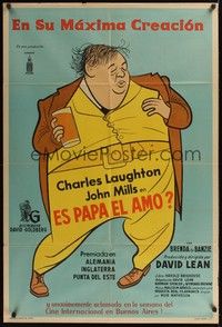 4y216 HOBSON'S CHOICE Argentinean '54 David Lean, great Al Hirschfeld art of Charles Laughton!