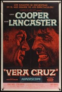 4y227 VERA CRUZ Argentinean '55 best close up artwork of cowboys Gary Cooper & Burt Lancaster!