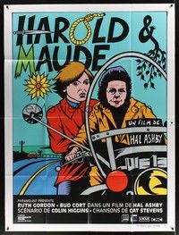 4y289 HAROLD & MAUDE French 1p R09 different art of Ruth Gordon & Bud Cort by Thierry Guitard!