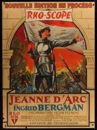 4y292 JOAN OF ARC French 1p R50s different art of Ingrid Bergman in full armor by Bernard Lancy!