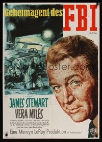 4y202 FBI STORY German '60 great different art of detective Jimmy Stewart by Rolf Goetze!