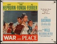 4y112 WAR & PEACE 1/2sh '56 art of Audrey Hepburn, Henry Fonda & Mel Ferrer, Leo Tolstoy epic!