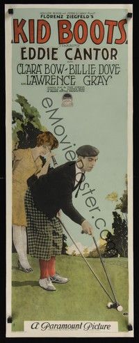 4y026 KID BOOTS insert '26 great image of Clara Bow watching Eddie Cantor make a golf putt!