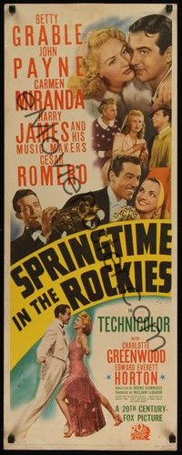 4y044 SPRINGTIME IN THE ROCKIES insert '42 Betty Grable, Cesar Romero, Carmen Miranda, Harry James