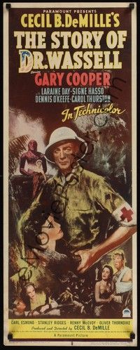 4y045 STORY OF DR. WASSELL insert '44 close up art of heroic soldier Gary Cooper, Cecil B. DeMille