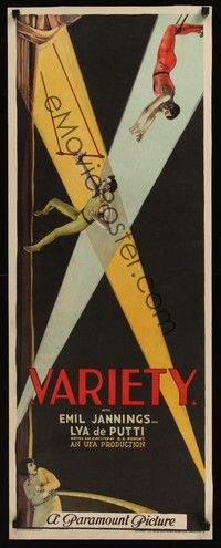 4y006 VARIETY insert '25 E.A. Dupont's classic tale of obsession & betrayal, great acrobat art!