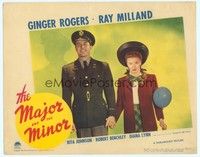 4y148 MAJOR & THE MINOR LC '42 pretty Ginger Rogers poses as a young teen confusing Ray Milland!