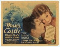 4y119 MAN'S CASTLE TC '33 great close up artwork of Spencer Tracy & pretty Loretta Young!