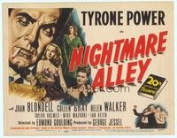4y120 NIGHTMARE ALLEY TC '47 art of Tyrone Power with cigarette, Joan Blondell, sexy Coleen Gray!
