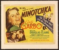4y121 NINOTCHKA linen TC R48 Greta Garbo, Melvyn Douglas, Ernst Lubitsch, Al Hirschfeld art!