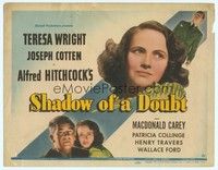 4y125 SHADOW OF A DOUBT TC '43 directed by Alfred Hitchcock,Teresa Wright, Joseph Cotten