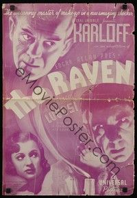 4y173 RAVEN pressbook '35 Boris Karloff & Bela Lugosi meet Edgar Allan Poe in this horror classic!