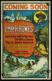 4y086 LYMAN H. HOWE'S NEW TRAVEL FESTIVAL WC '20s cool art of South America natives on canoe trip!