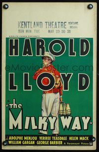 4y087 MILKY WAY WC '36 great full-length art of milkman Harold Lloyd carrying milk bottles!