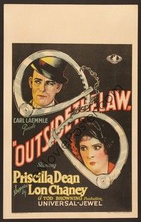4y091 OUTSIDE THE LAW WC '20 Lon Chaney & Priscilla Dean are jewel thieves joined by handcuffs!