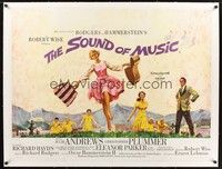 4z231 SOUND OF MUSIC linen British quad '65 classic art of Julie Andrews & top cast by Terpning!