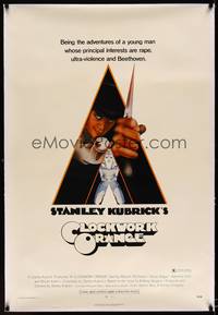 4z051 CLOCKWORK ORANGE linen X-rated 1sh '72 Stanley Kubrick, Castle art of Malcolm McDowell!
