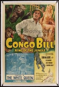 4z054 CONGO BILL linen chapter 6 1sh '48 Don McGuire as the King of the Jungle, sexy Cleo Moore!