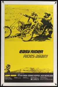 4z063 EASY RIDER linen 1sh R72 Peter Fonda, motorcycle biker classic directed by Dennis Hopper!