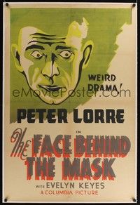 4z065 FACE BEHIND THE MASK linen Canadian 1sh '41 what madness turned Peter Lorre into a cold-blooded killer!