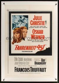 4z066 FAHRENHEIT 451 linen 1sh '67 Francois Truffaut, Julie Christie, Oskar Werner, Ray Bradbury!