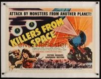 4z016 KILLERS FROM SPACE linen style B 1/2sh '54 great full-color image, much better than 1-sheet!