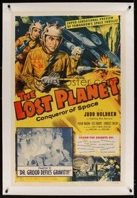 4z114 LOST PLANET linen chapter 11 1sh '53 Judd Holdren,sci-fi serial, Dr. Grood Defies Gravity!