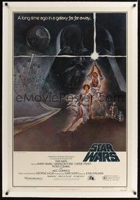 4z173 STAR WARS linen style A 1sh '77 George Lucas classic sci-fi epic, great art by Tom Jung!
