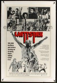 4z199 WATTSTAX linen B 1sh '73 Isaac Hayes & 100,000 brothers & sisters turn on to being black!