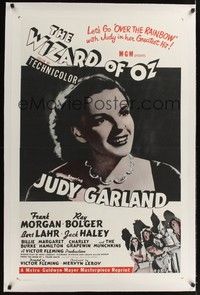4z202 WIZARD OF OZ linen 1sh R58 Victor Fleming all-time classic, Judy Garland's image dominates!