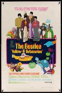 4z204 YELLOW SUBMARINE linen 1sh 1968 psychedelic art, John, Paul, Ringo & George, 12 song style