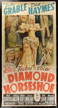 5a257 DIAMOND HORSESHOE linen 3sh '45 sexiest image of dancer Betty Grable in skimpy outfit!