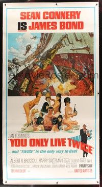 5a265 YOU ONLY LIVE TWICE linen 3sh '67 art of Sean Connery as James Bond by Robert McGinnis!