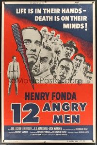 5a237 12 ANGRY MEN 40x60 '57 Henry Fonda, Sidney Lumet courtroom classic, life is in their hands!