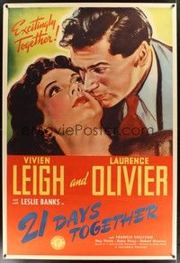 5a238 21 DAYS TOGETHER 40x60 '40 art of Vivien Leigh who loves possible murderer Laurence Olivier!