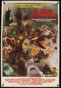 5a027 HORROR SHOW Argentinean '80 great art of Lugosi, Hitchcock, Karloff, Chris Lee, and more!
