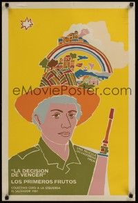5a035 LA DECISION DE VENCER Cuban '81 great artwork of man with rifle & countryside!