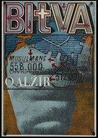 5a104 BATTLE OF ALGIERS Czech 23x33 '68 Gillo Pontecorvo's La Battaglia di Algeri, cool artwork!
