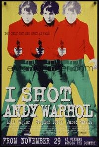 5a233 I SHOT ANDY WARHOL advance English double crown '96 cool multiple images of Lili Taylor & gun