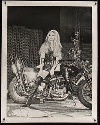 5a282 BRIGITTE BARDOT linen French 31x47 commercial poster '67 miniskirt & leather boots on cycle!