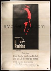 5a287 GODFATHER linen Italian 2p '72 art of Marlon Brando in Francis Ford Coppola crime classic!