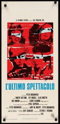 5a085 LAST PICTURE SHOW Italian locandina '72 Peter Bogdanovich, Jeff Bridges, cool art of cast!